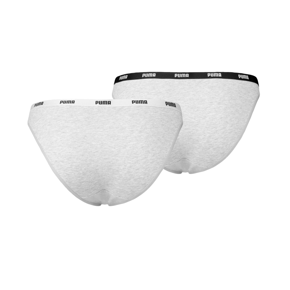 Puma - 2 - Pack Classic Logo Low - Rise Bikini Briefs, Grey Melange - Boxers - and - Briefs.net