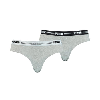 2-Pack Striped Logo Mid-Rise Brazilian Briefs, Grey Melange