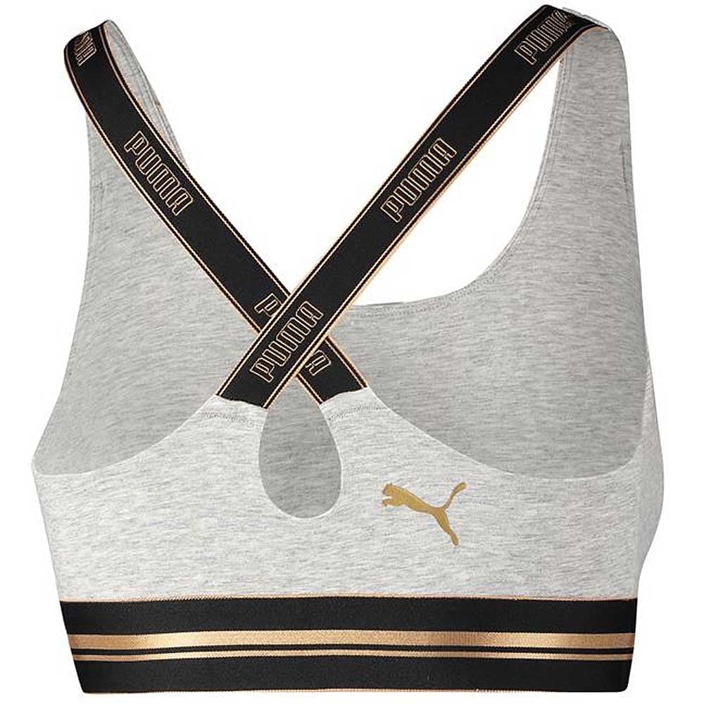 Cotton Modal Stretch Cross Back Bra Grey Gold