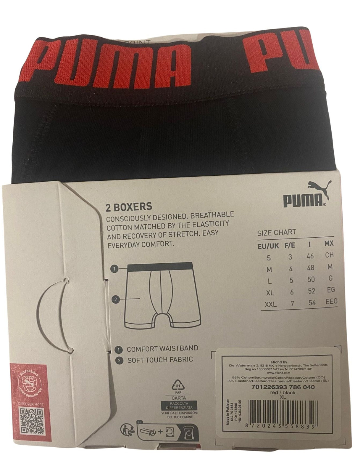 PumaBoxer Briefs 2 - pack2 - Pack Heritage Stripe Boxer Briefs, Red/BlackBoxers - and - Briefs.net