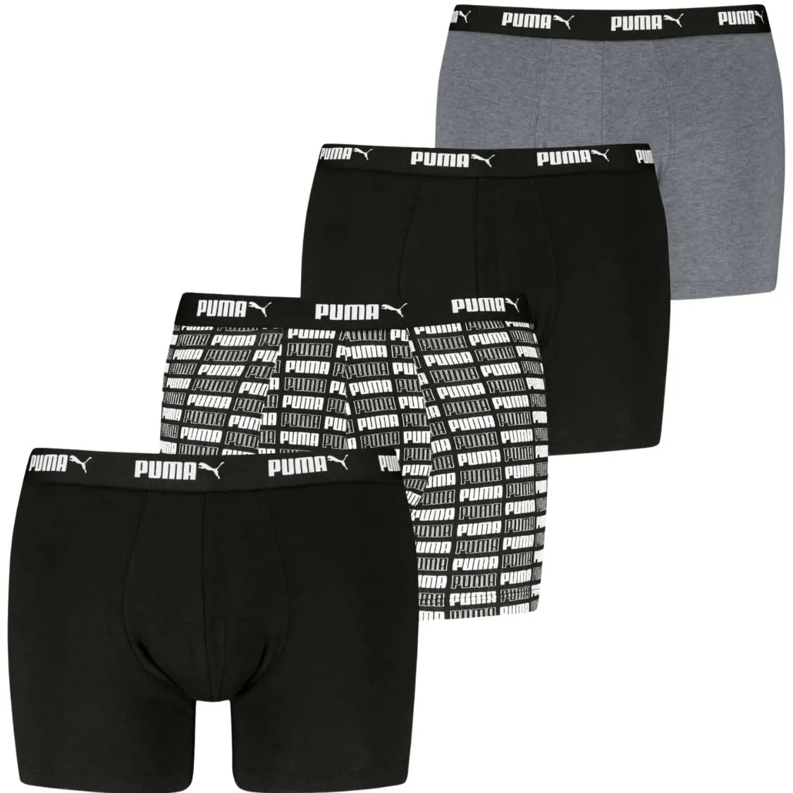 PumaBoxer Briefs 4 - pack4 - Pack Aop Logo Print Boxer Briefs, Black/GreyBoxers & Briefs