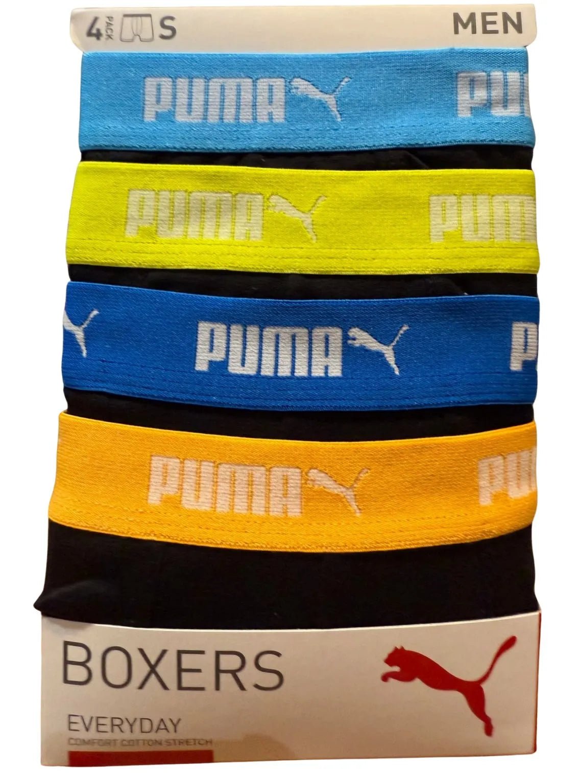 PumaBoxer Briefs 4 - pack4 - Pack Everyday Boxer Briefs, Black w/ yellow/orange/blue waistbandsBoxers & Briefs