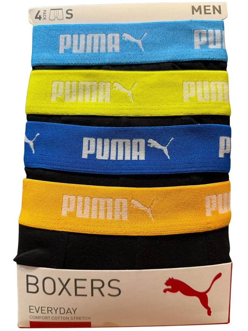 PumaBoxer Briefs 4 - pack4 - Pack Everyday Boxer Briefs, Black w/ yellow/orange/blue waistbandsBoxers & Briefs