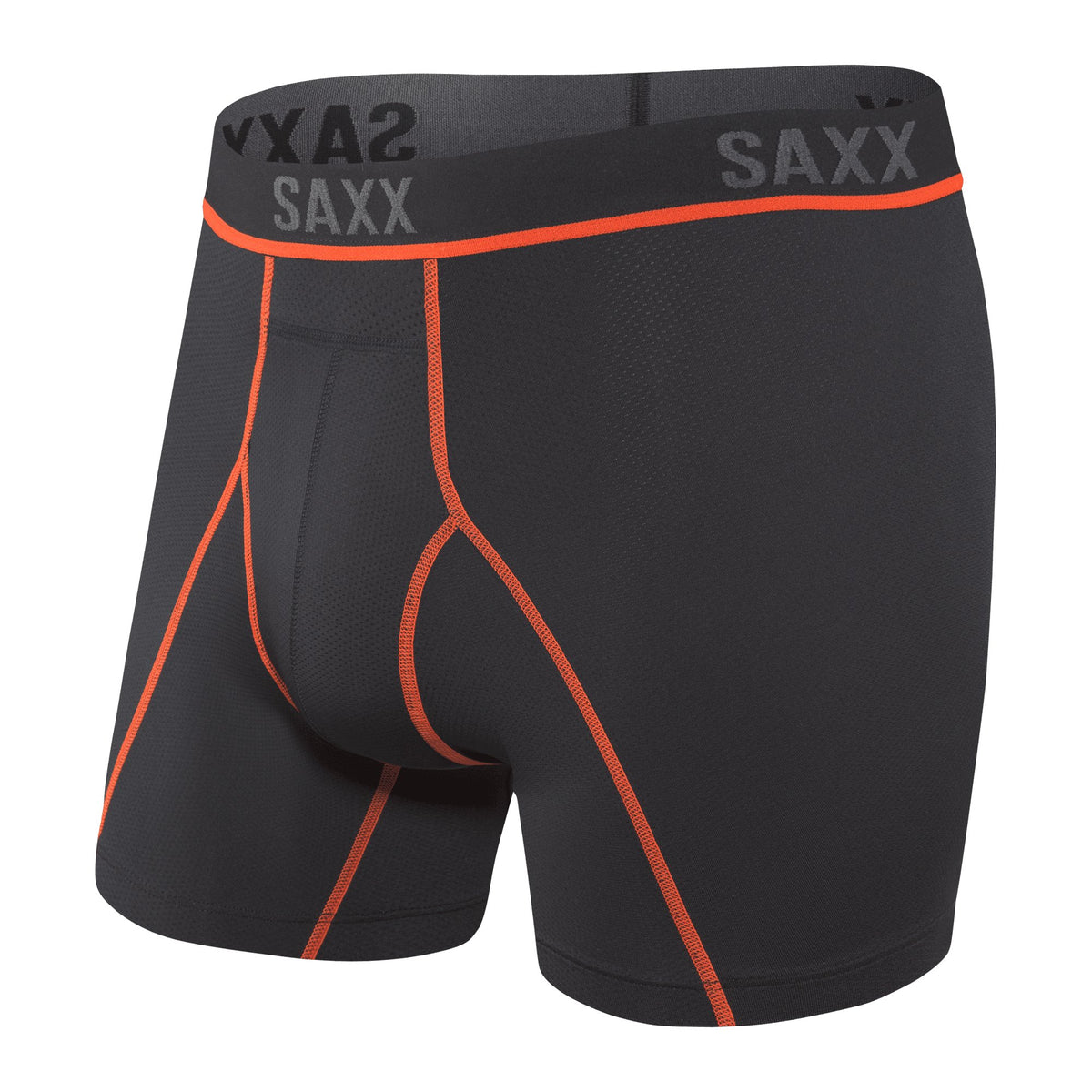 SAXX - Kinetic Light Compression Mesh Boxer Brief, Black/vermilion - Boxers - and - Briefs.net