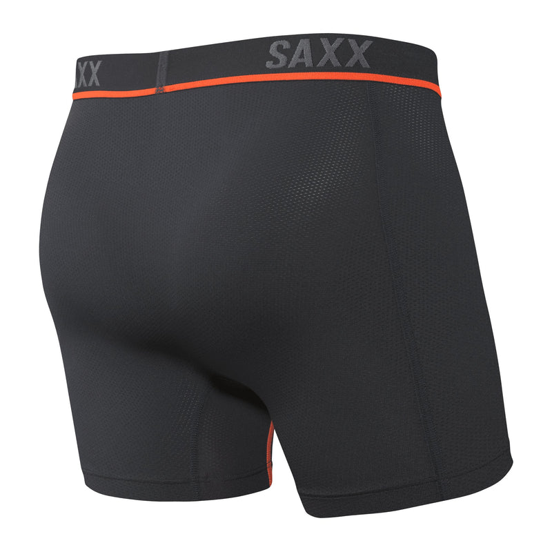 SAXX - Kinetic Light Compression Mesh Boxer Brief, Black/vermilion - Boxers - and - Briefs.net