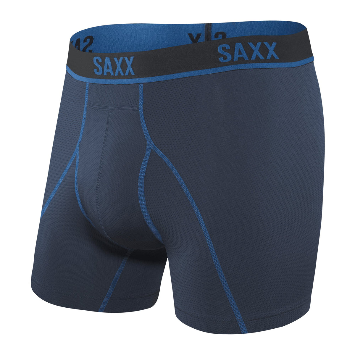 SAXX - Kinetic Light Compression Mesh Boxer Brief, Navy / city blue - Boxers - and - Briefs.net