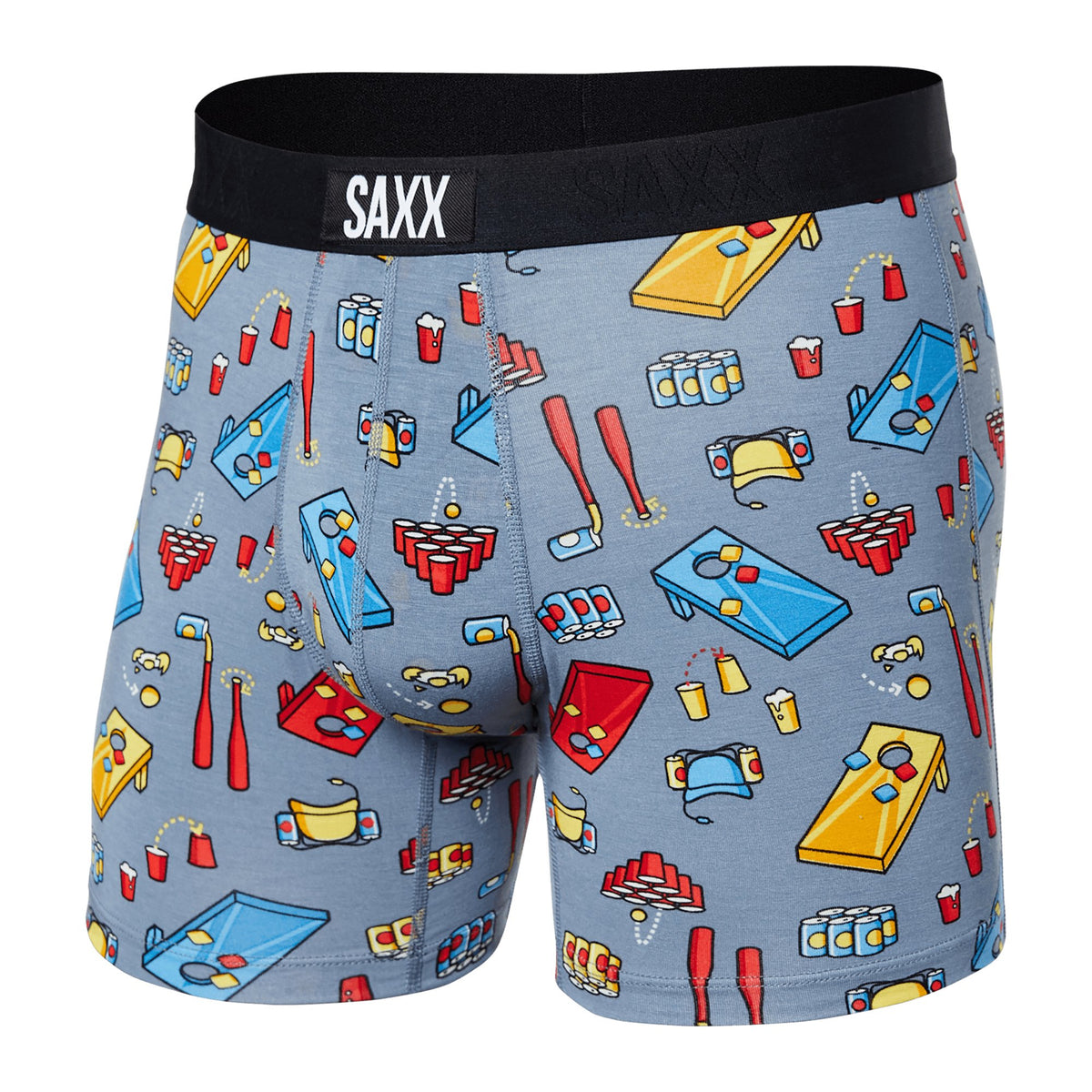 SAXX - Vibe Super Soft Boxer Brief, Beer Olympics Grey - Boxers - and - Briefs.net