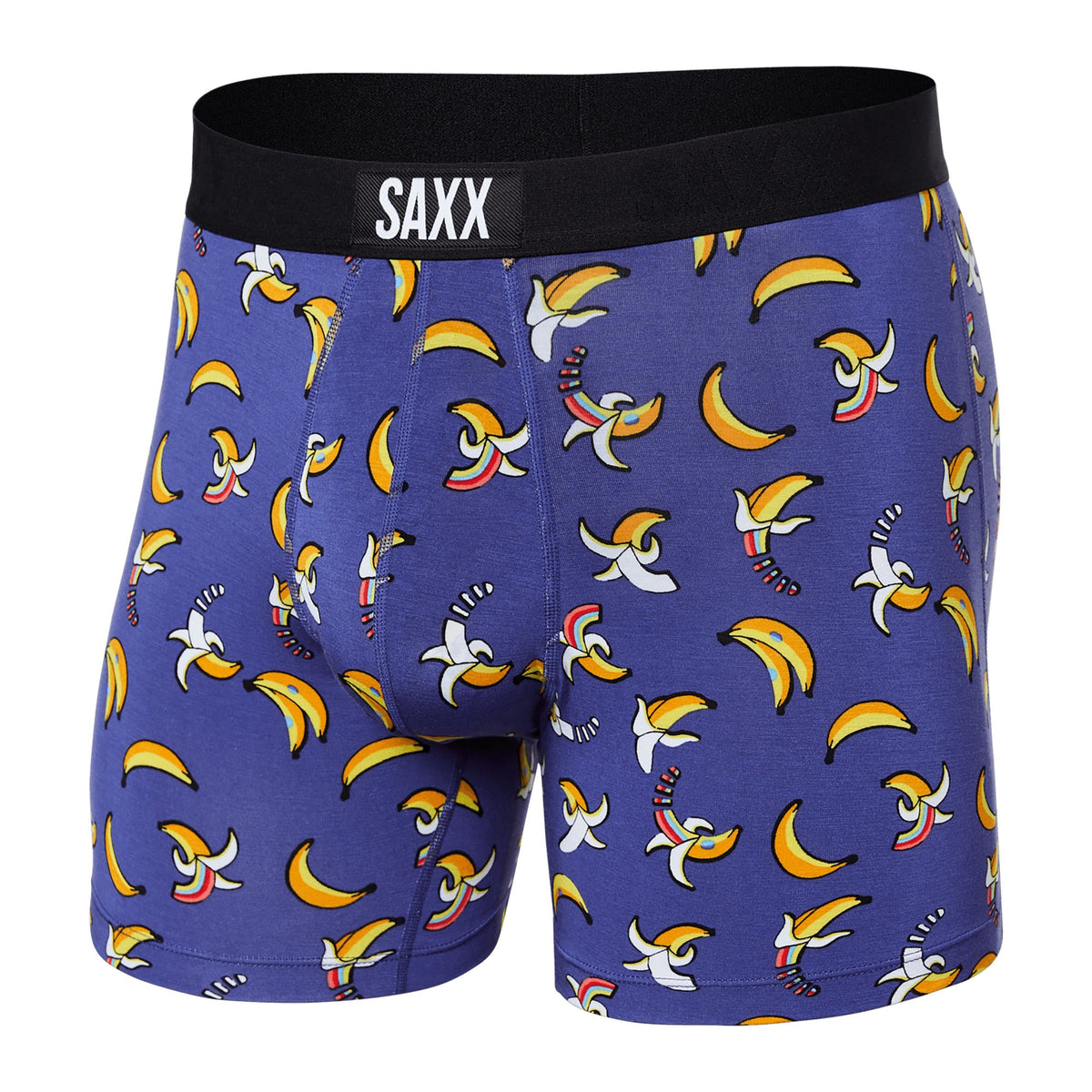 SAXX - Vibe Super Soft Boxer Brief, Rainbow Bananas Navy - Boxers - and - Briefs.net