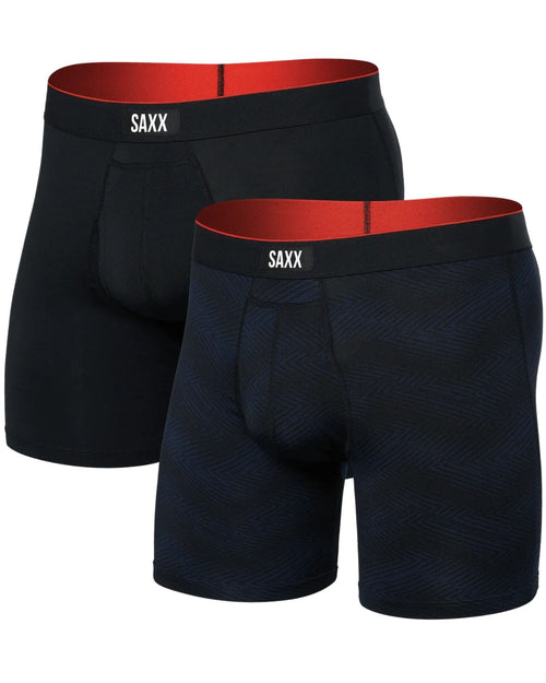 SAXXBoxer Briefs 2 - pack2 - Pack Multi - Sport Performance Fly Boxer Briefs 6", Full Tilt Chevron/BlackBoxers & Briefs