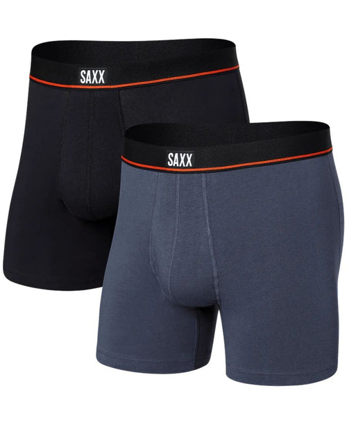 SAXXBoxer Briefs 2 - pack2 - Pack Non - Stop Stretch Cotton Fly Boxer Briefs 5", Black/NavyBoxers & Briefs