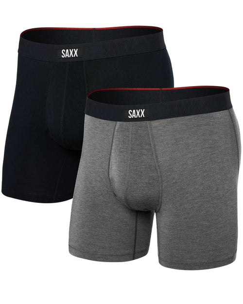 SAXXBoxer Briefs 2 - pack2 - Pack Vibe Xtra Soft Fly Boxer Briefs 6", Black/GreyBoxers & Briefs