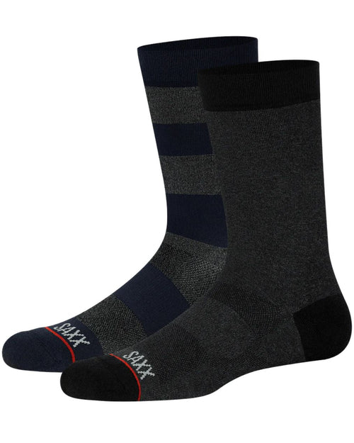 SAXXSocks 2 - pack2 - Pack Whole Package Crew Socks, Black Heather / Ombre RugbyBoxers & Briefs