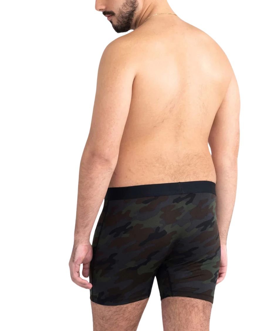 SAXXBoxer BriefDaytripper Comfort Stretch Fly Boxer Brief 5", Black Ops CamoBoxers & Briefs