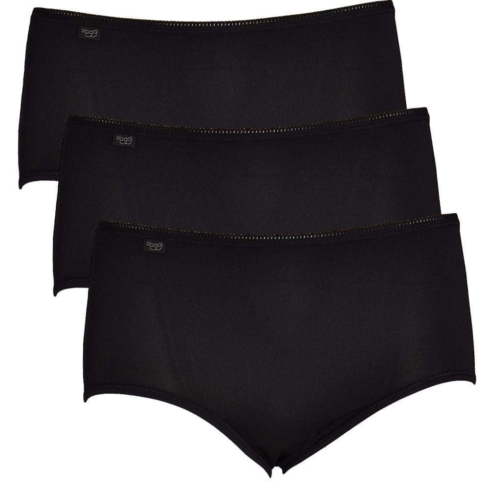 Lot de 3 slips midi en microfibre 24h/24 et 7j/7, noir