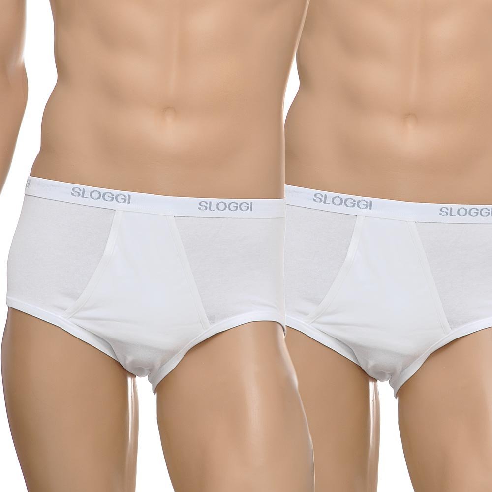 Sloggi - 2 - Pack Basic Men's Maxi Briefs, White - Boxers - and - Briefs.net