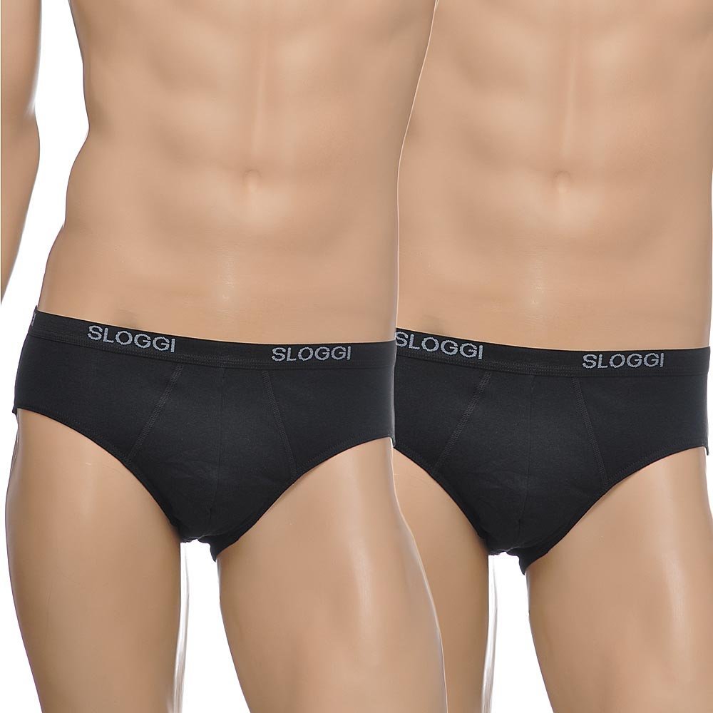 Sloggi - 2 - Pack Basic Men's Midi Briefs, Black - Boxers - and - Briefs.net