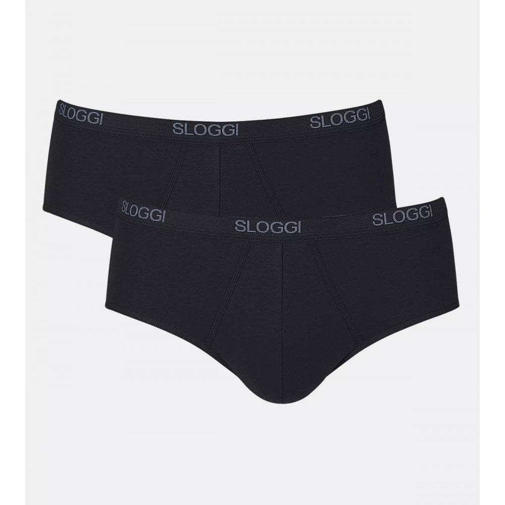 Sloggi - 2 - Pack Basic Men's Midi Briefs, Black - Boxers - and - Briefs.net