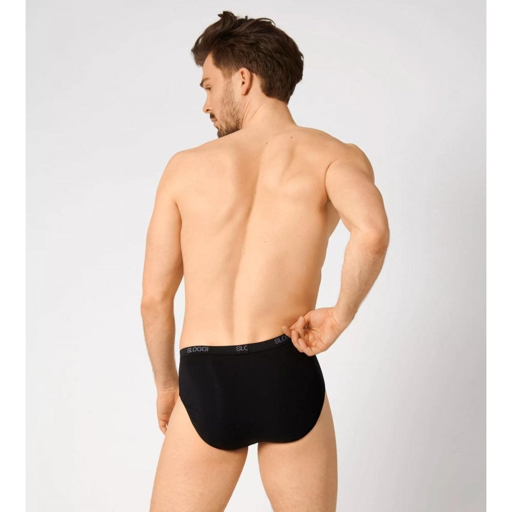 Sloggi - 2 - Pack Basic Men's Midi Briefs, Black - Boxers - and - Briefs.net