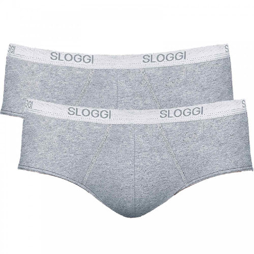 2-Pack Basic Men's Midi Briefs, Grey Melange