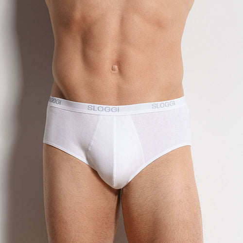Sloggi - 2 - Pack Basic Men's Midi Briefs, White - Boxers - and - Briefs.net