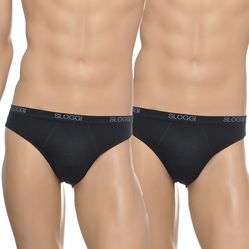 Sloggi - 2 - Pack Basic Men's Mini Briefs, Black - Boxers - and - Briefs.net