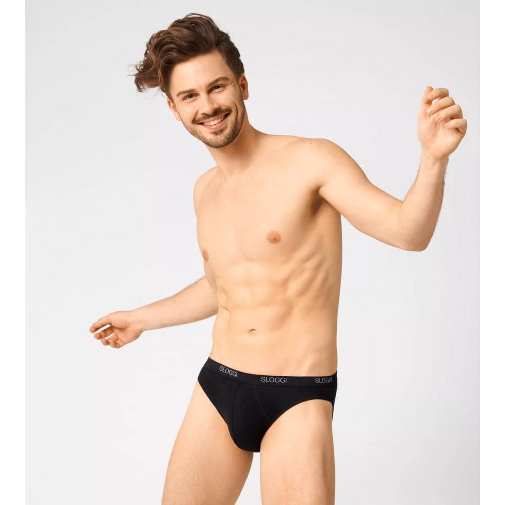 Sloggi - 2 - Pack Basic Men's Mini Briefs, Black - Boxers - and - Briefs.net