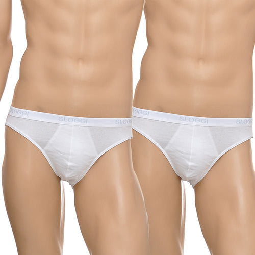 Sloggi - 2 - Pack Basic Men's Mini Briefs, White - Boxers - and - Briefs.net
