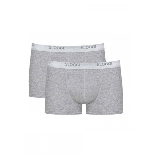 2-Pack Basic Short Boxer Trunks, Grey Melange