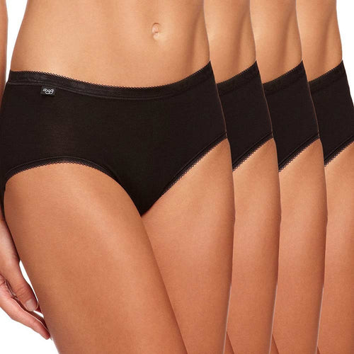 Sloggi - Basic 4 Pack Midi Brief, Black - Boxers - and - Briefs.net