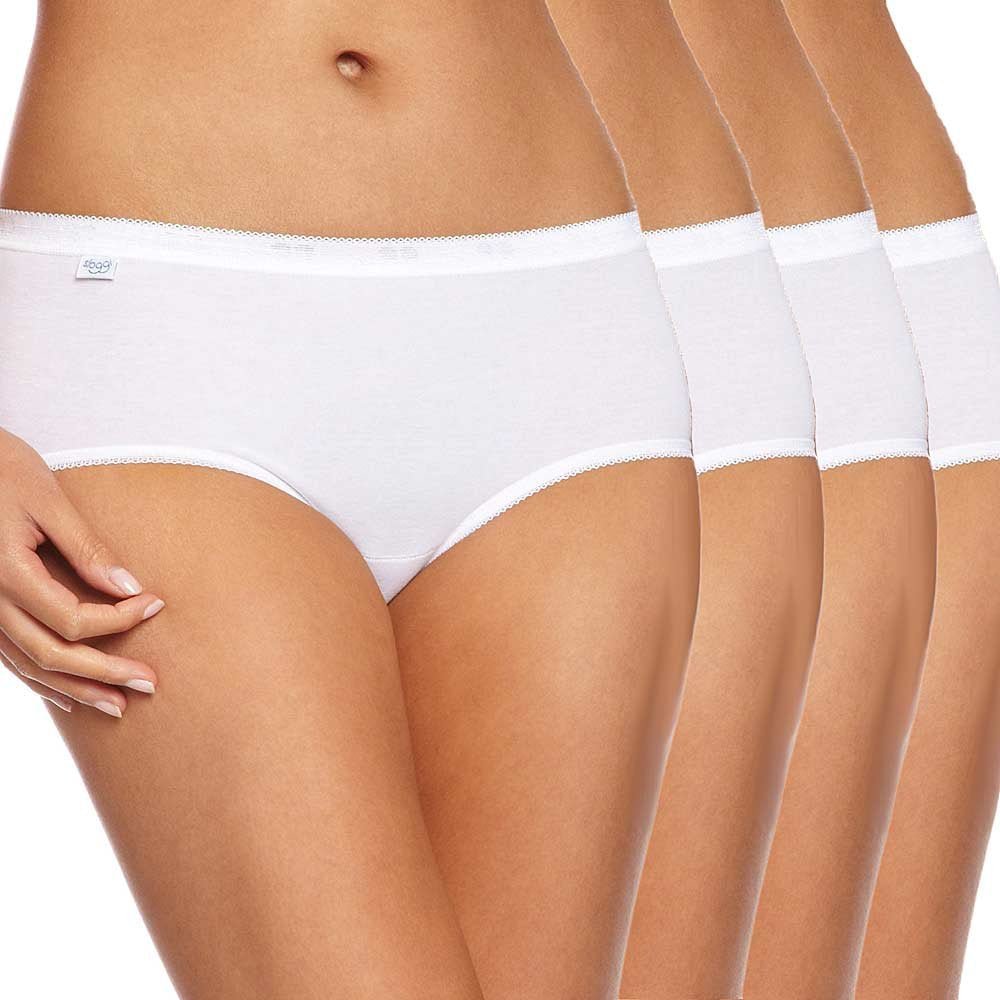 Sloggi - Basic 4 Pack Midi Brief, White - Boxers - and - Briefs.net