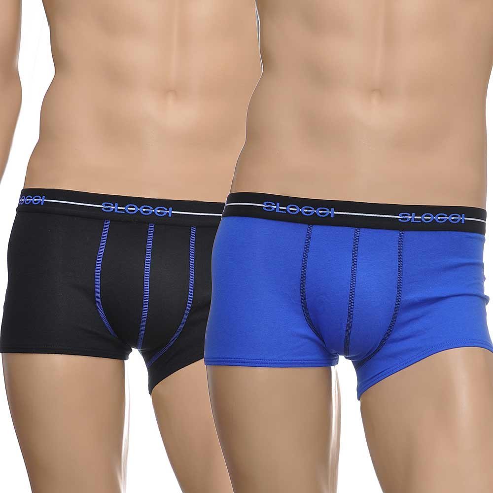 Sloggi - Start 2 - Pack Hipster, Black/Blue - Boxers - and - Briefs.net