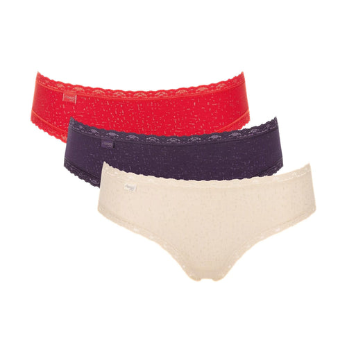 24/7 3-Pack Cotton Hipster Briefs, Cream/Purple/Red