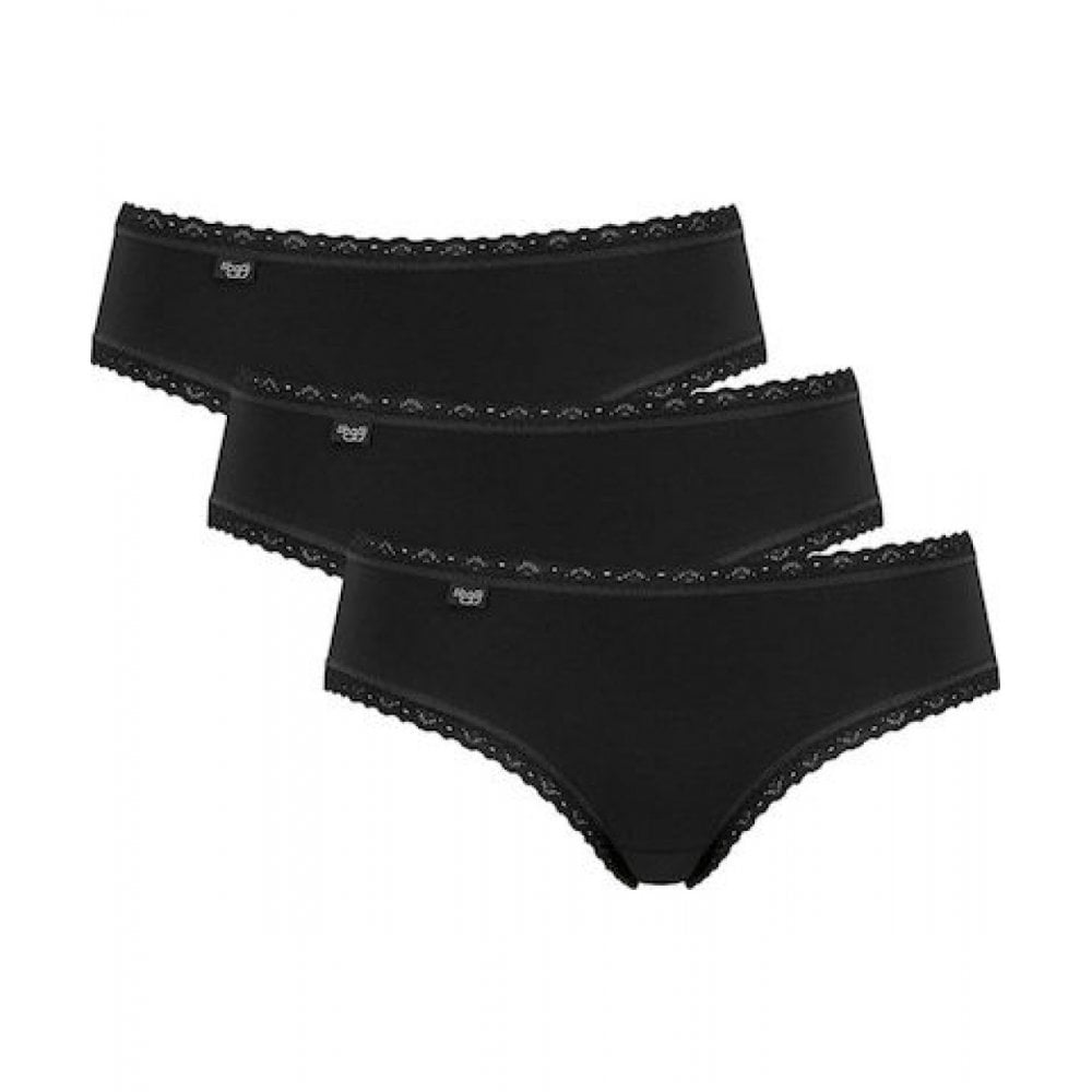 Sloggi - 24/7 3 - Pack Cotton Lace Hipster Brief, Black - Boxers - and - Briefs.net