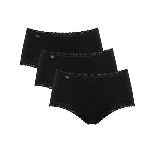 24/7 3-Pack Cotton Lace Midi Brief, Black