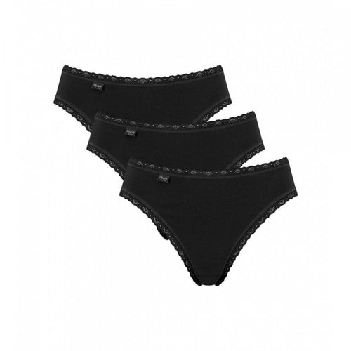 24/7 3-Pack Cotton Lace Tai Brief, Black