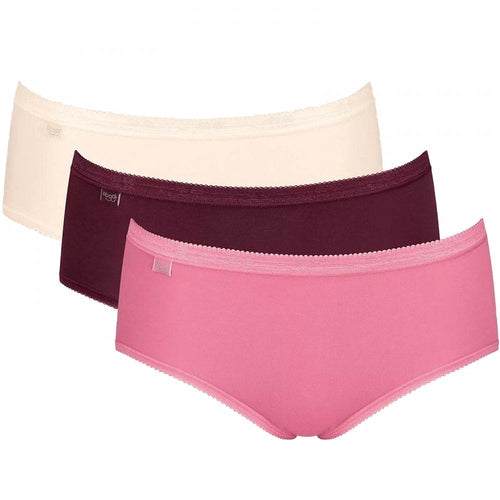 Basic 3 Pack Midi Brief, Pink/Dark Combo