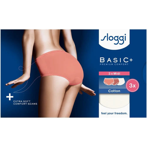 SloggiBriefs 3 - packBasic+ 3 - Pack Cotton Midi Briefs, Apricot/White/OrangeBoxers - and - Briefs.net