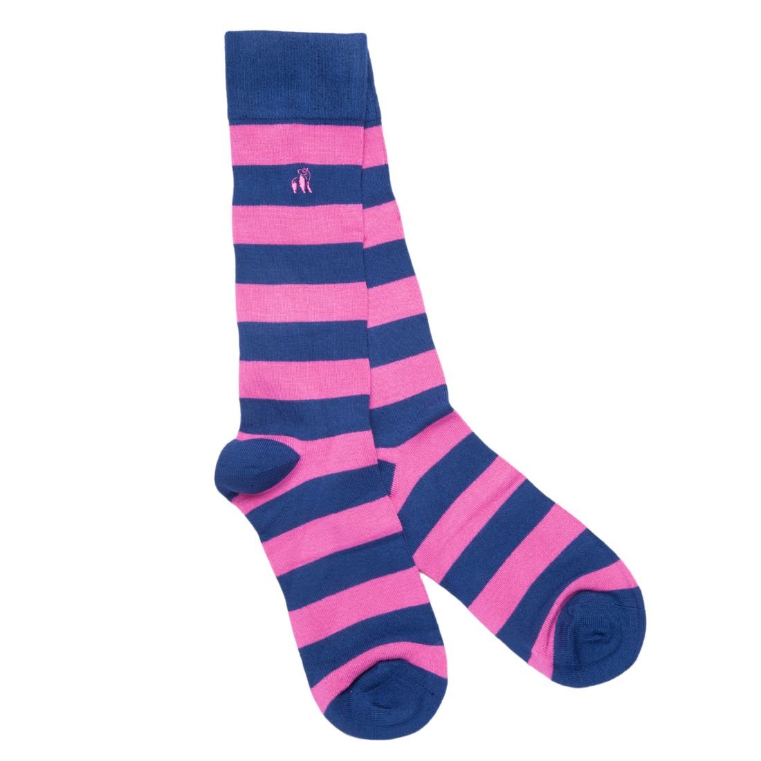 Swole PandaSocks 2 - pack2 - Pack Beach Hut Stripes Bamboo Socks Gift Box, Blue/PinkBoxers & Briefs