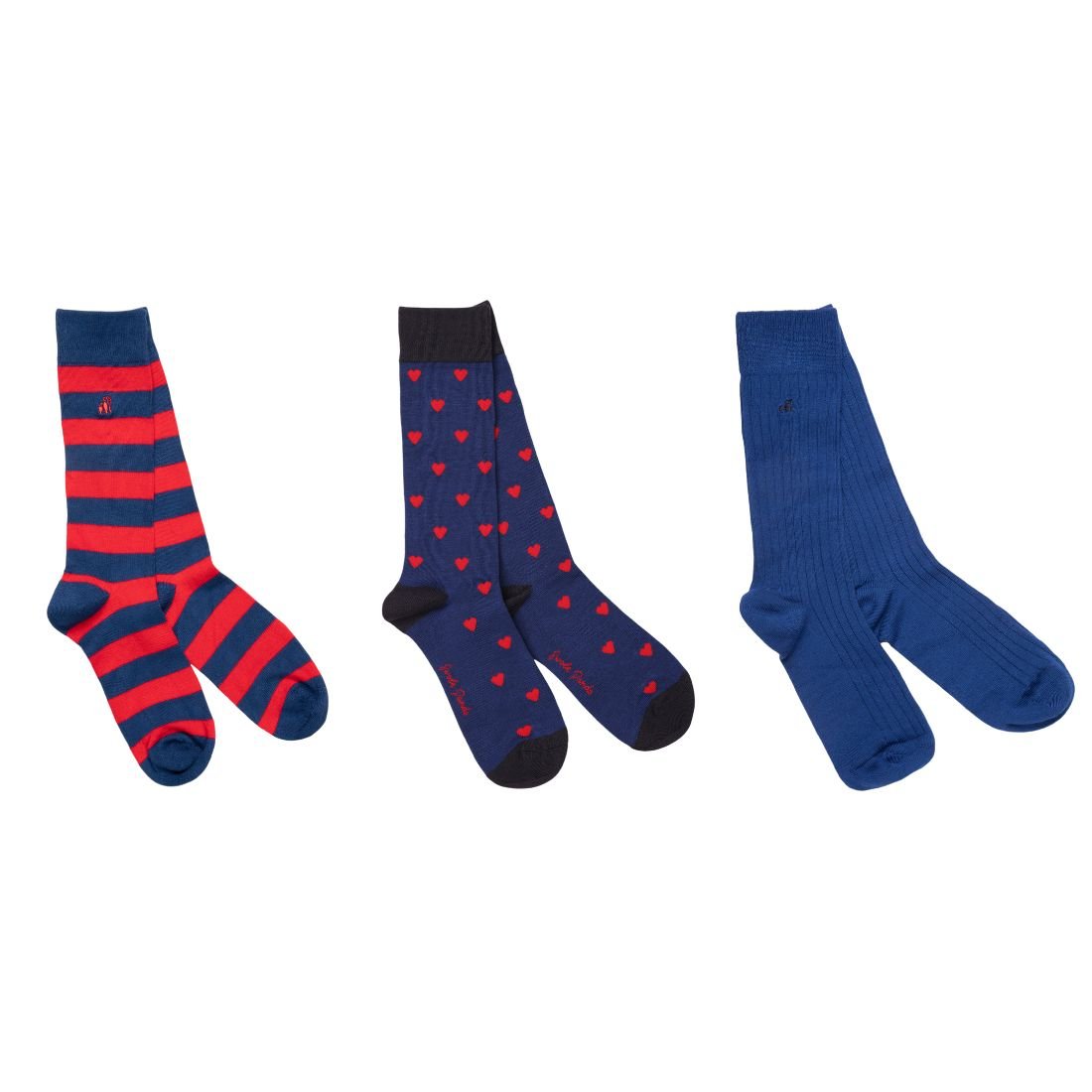 Swole PandaSocks 3 - pack3 - Pack Love Hearts Bamboo Socks Gift Box, Blue/redBoxers & Briefs