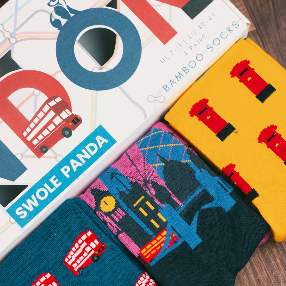 Swole PandaSocks 4 - pack4 - Pack Iconic London Bamboo Socks Gift Box BoxBoxers & Briefs