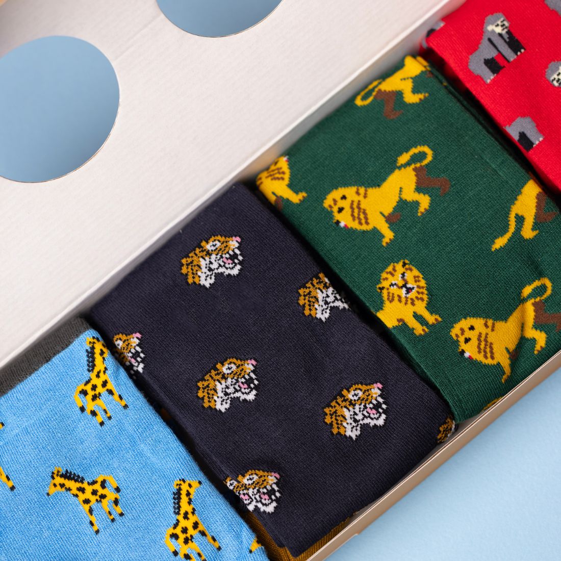 Swole PandaSocks 4 - pack4 - Pack Zoo Animals Bamboo Socks Gift Box, Red/Green/Blue/NavyBoxers & Briefs