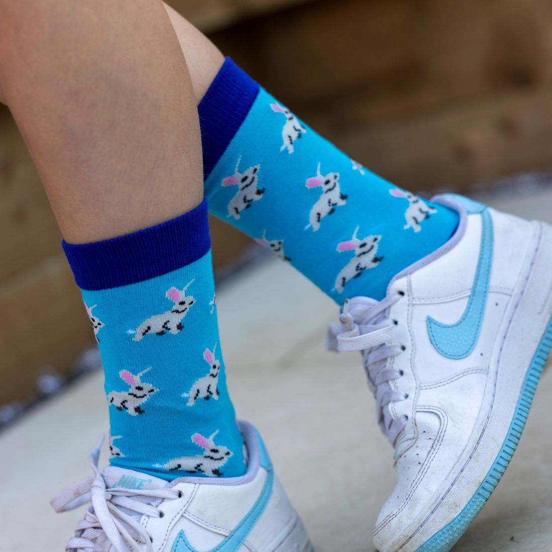 Swole PandaSocks SingleBunny Rabbits Women's Bamboo Socks, Sky BlueBoxers & Briefs