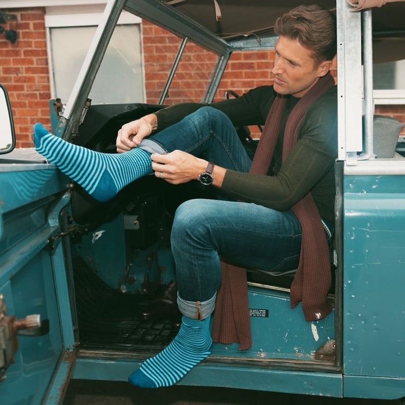 Swole PandaSocks SingleNarrow Stripes Bamboo Socks, Blue/navyBoxers & Briefs