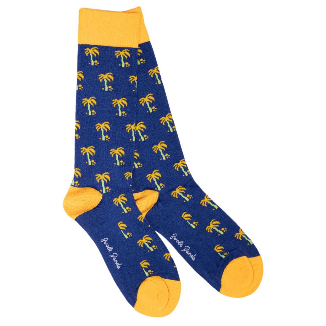 Swole PandaSocks SinglePalm Tree Bamboo Socks, Blue/yellowBoxers & Briefs
