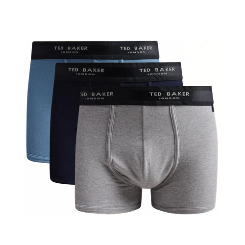 3er-Pack farbige Boxershorts, Marineblau/Blau/Grau