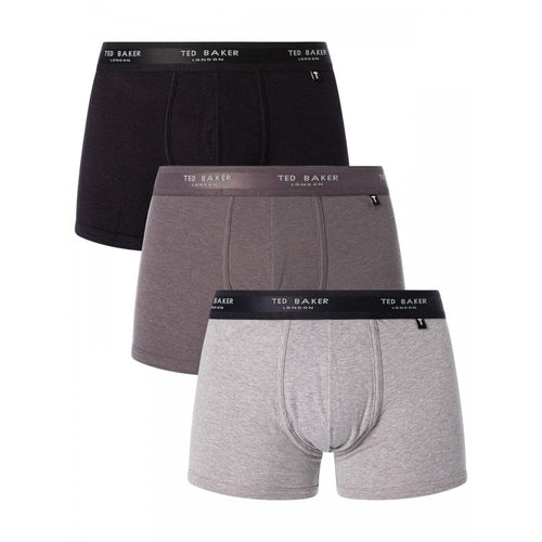 3er-Pack Boxershorts mit kontrastierendem Logo, Grau meliert