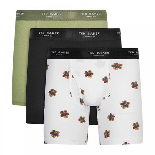 3-Pack Cotton Stretch Boxer Brief, Sage / Black / Floral Print