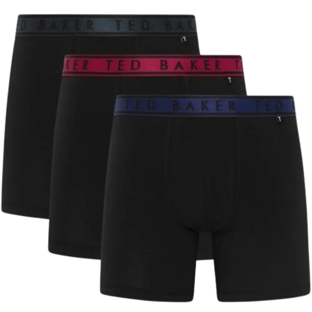 Ted BakerBoxer Briefs 3 - pack3 - Pack Contrast Waistband Boxer Briefs, Black w/ blue/pool/burgundyBoxers & Briefs