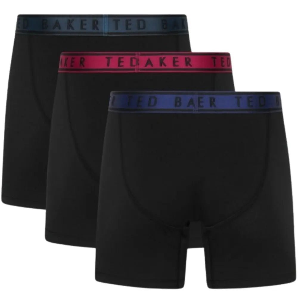 Ted BakerBoxer Briefs 3 - pack3 - Pack Contrast Waistband Boxer Briefs, Black w/ blue/pool/burgundyBoxers & Briefs