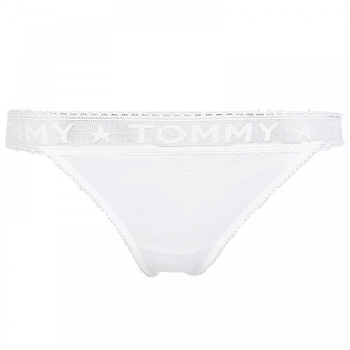 String en dentelle à logo, blanc